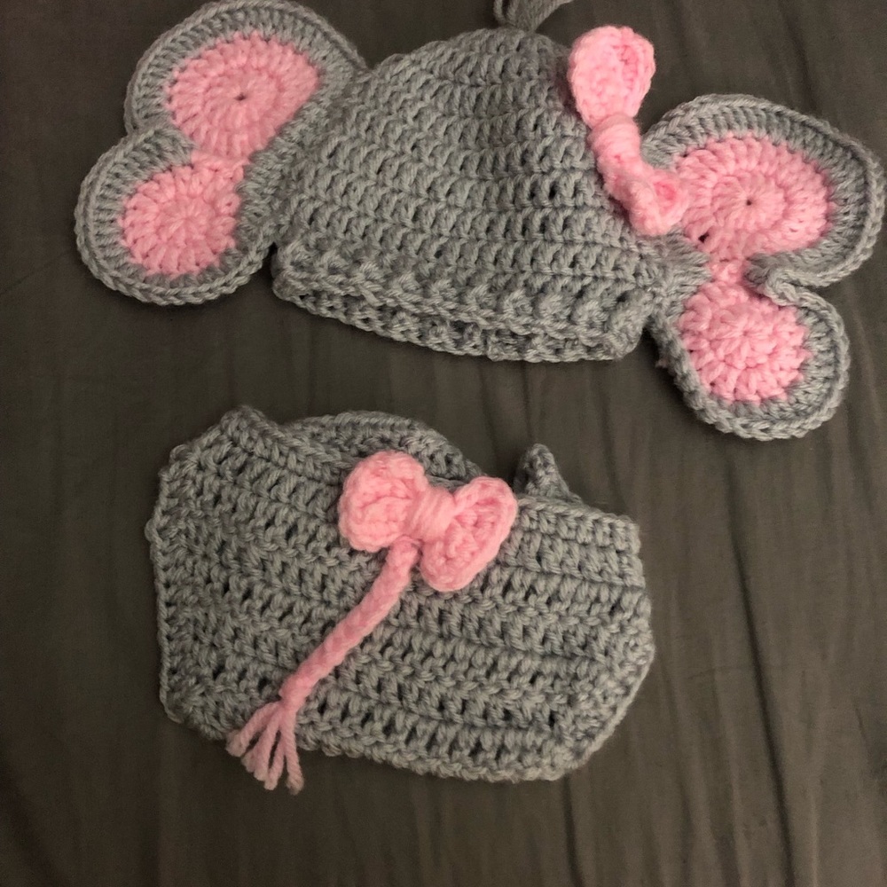 Newborn crochet elephant outfit